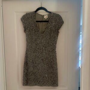 Parker silver beaded sequin embellished cocktail dress